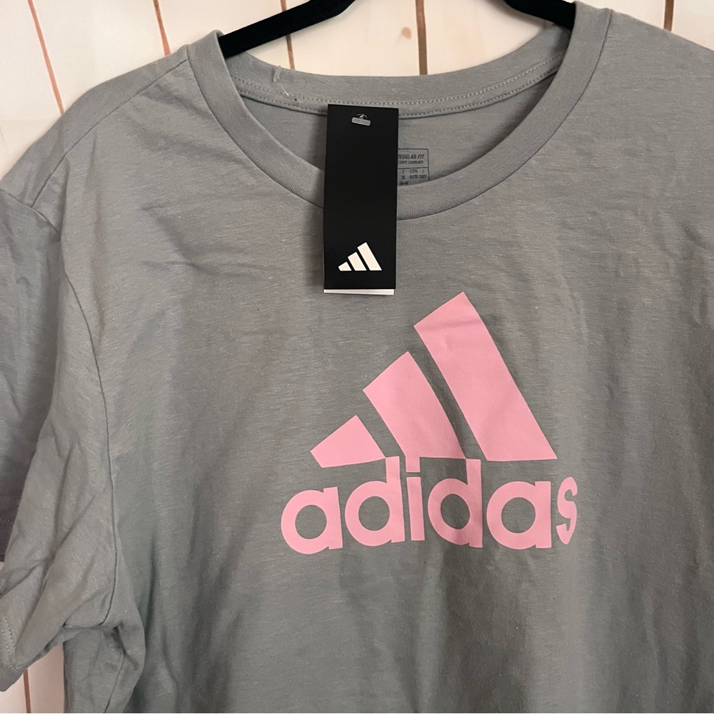Adidas Gray Tee with Pink Emblem - Picture 5 of 6